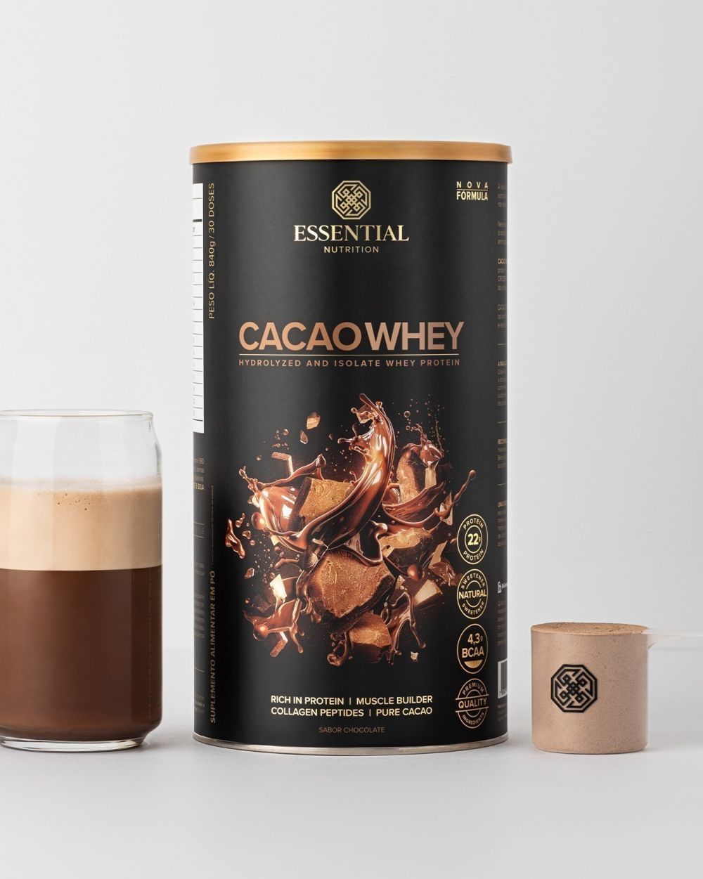 Cacao Whey Lata | Essential Nutrition 840g