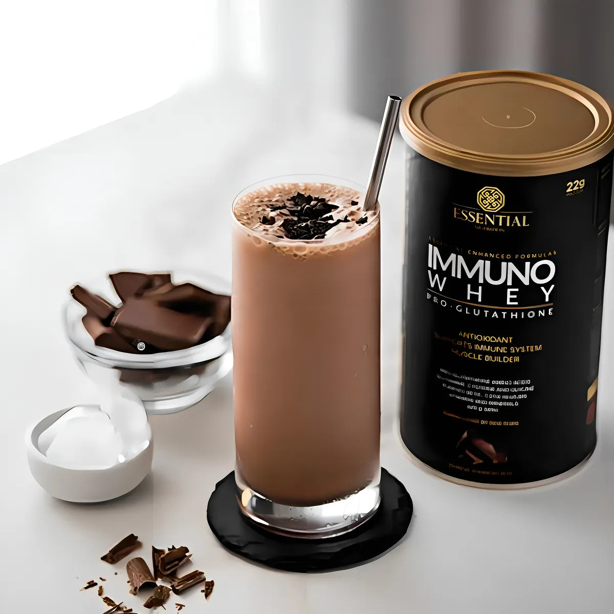 Immuno Whey Chocolate Lata | Essential Nutrition 465g