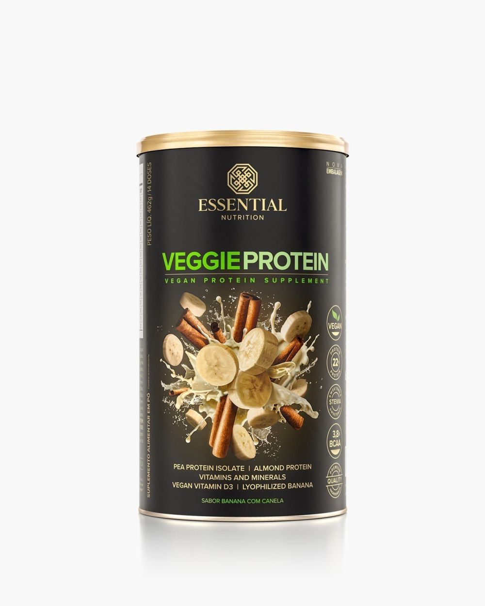 Veggie Protein Banana com Canela Whey Lata | Essential Nutrition 462g